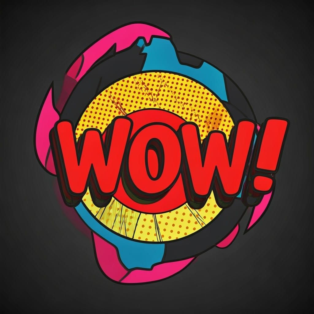 Bold "WOW" in Colorful Abstract Pop-Art Style