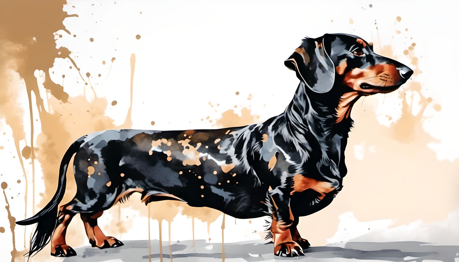 Happy Dachshund in Watercolor Clip Art Style