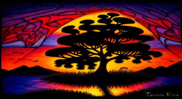 Abstract Sunset: A Luminous Digital Rendering