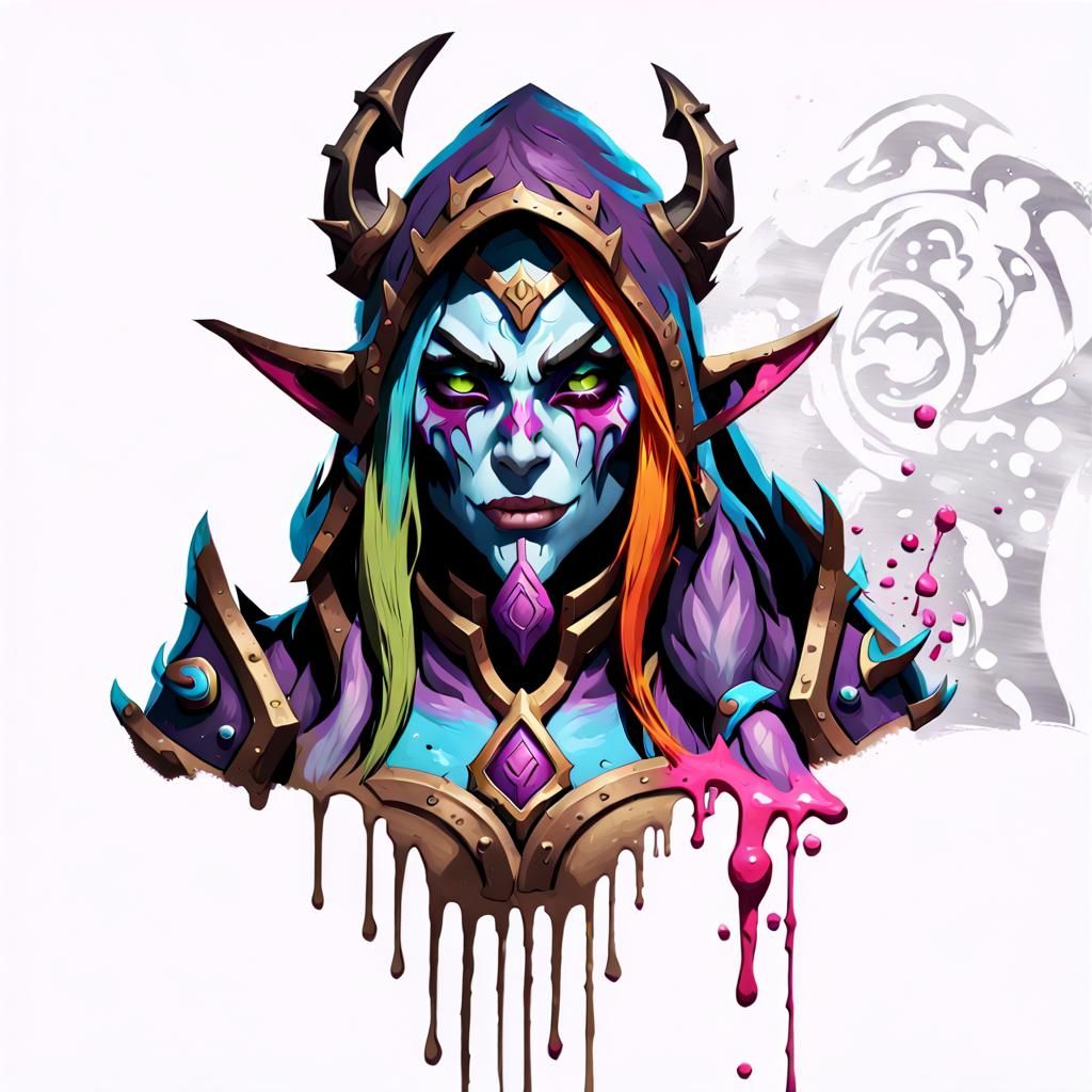 Sylvanas in Graffiti Art Style from World of Warcraft