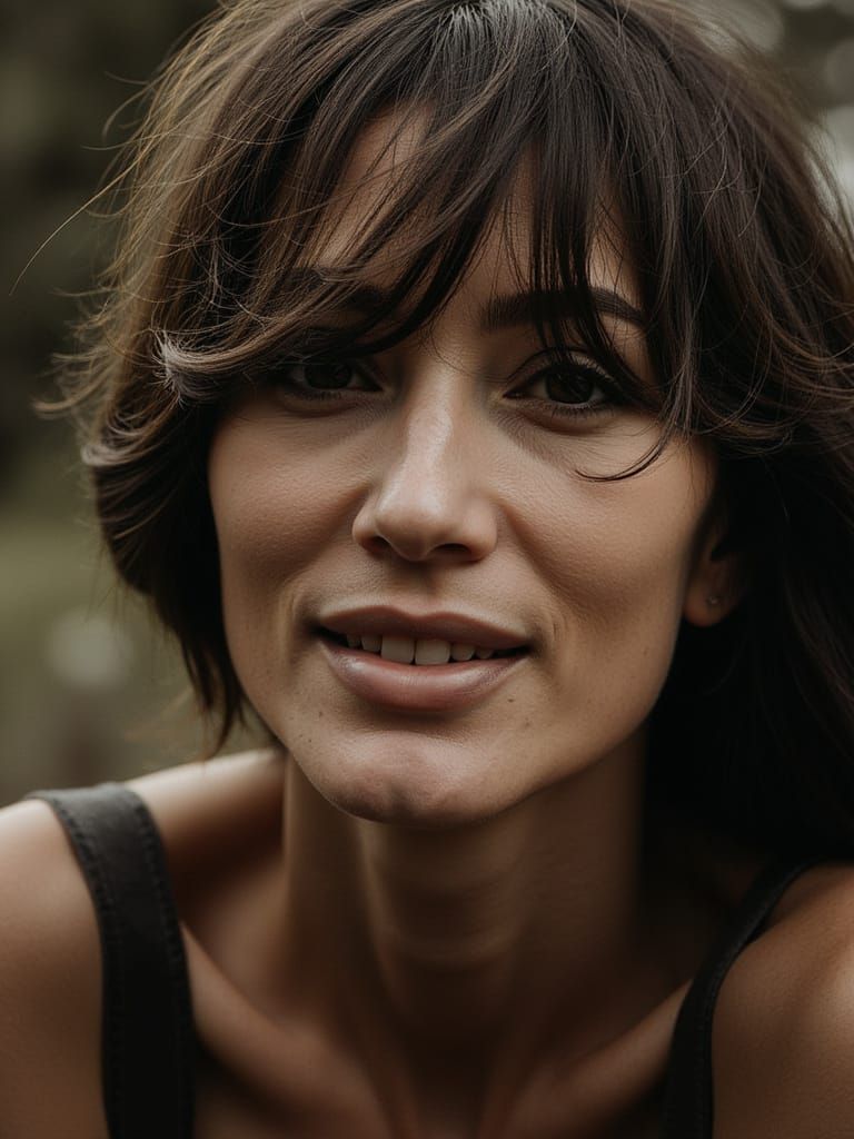 Confident Sun-Kissed Beauty with Fiery Gaze