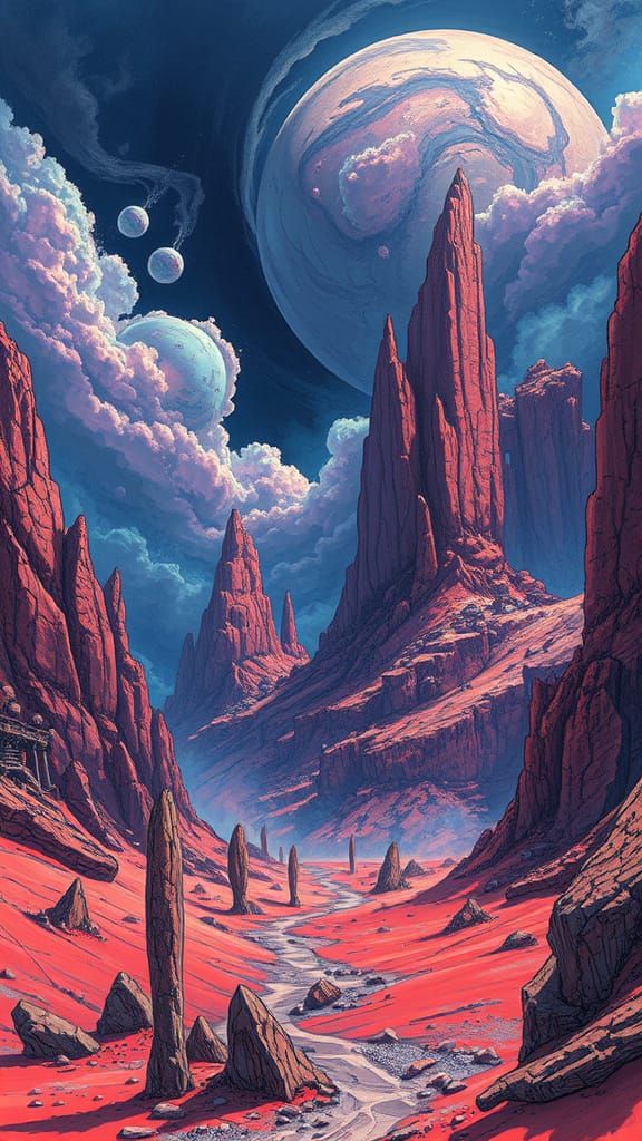 Crimson Planet Lemnos: A Futuristic Mining World