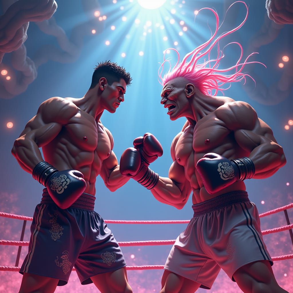 Boxer's Game Face in Fantasy Boxing Ring