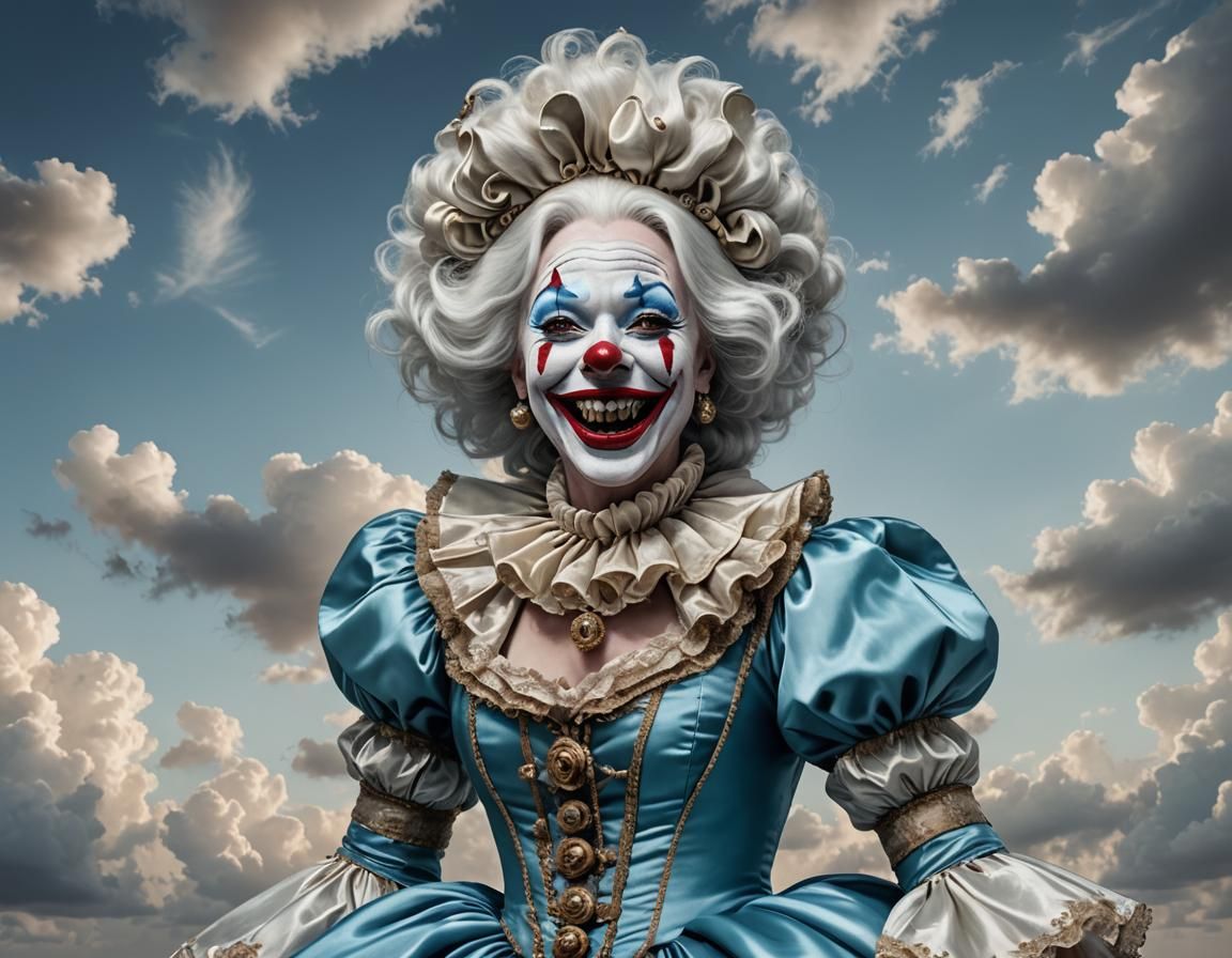 Laughing Clown Woman in Rococo Style
