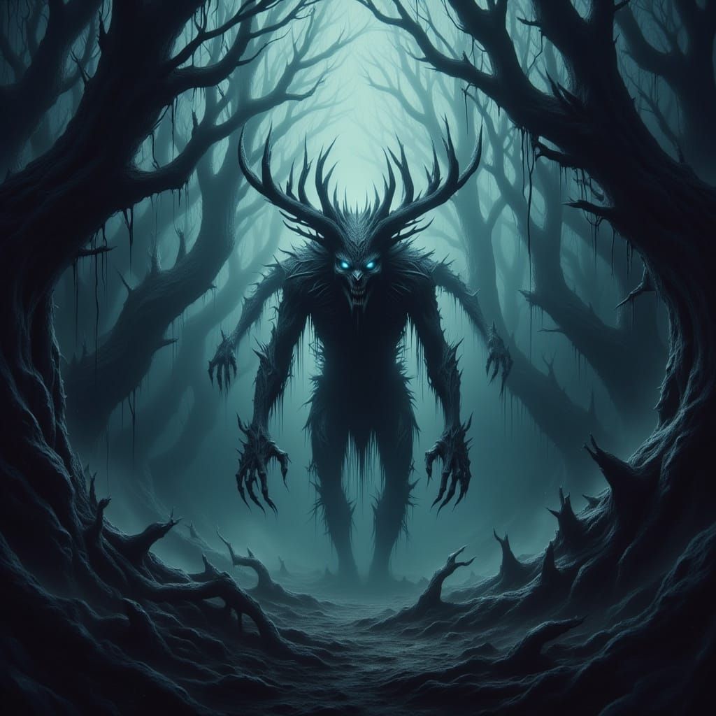 Surreal Horror Figure in Dark Biomechanical Style