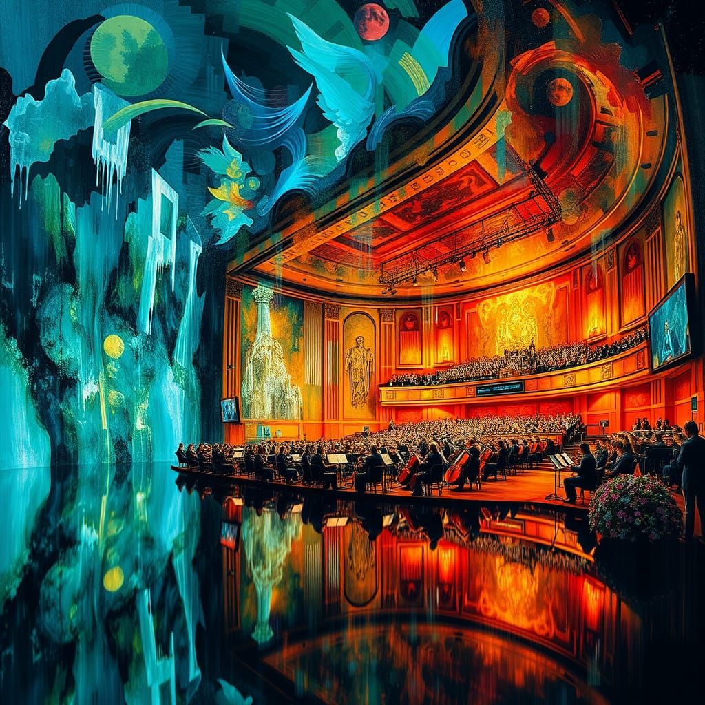 Grand Philharmonic Concert Hall in Vivid Impasto Style