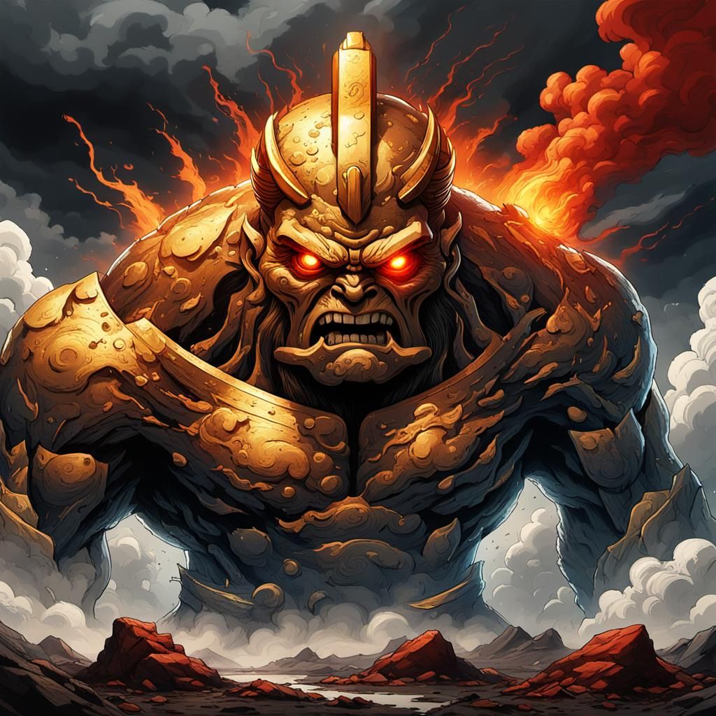 Primordial Cyclopes in Stormy Landscape, Digital Matte Paint...