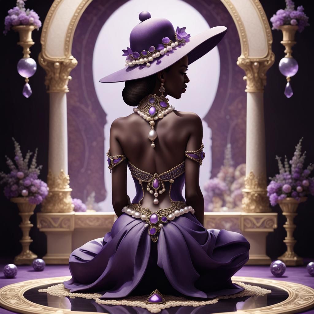 Gemstone Woman with Elaborate Hat in Retro Style