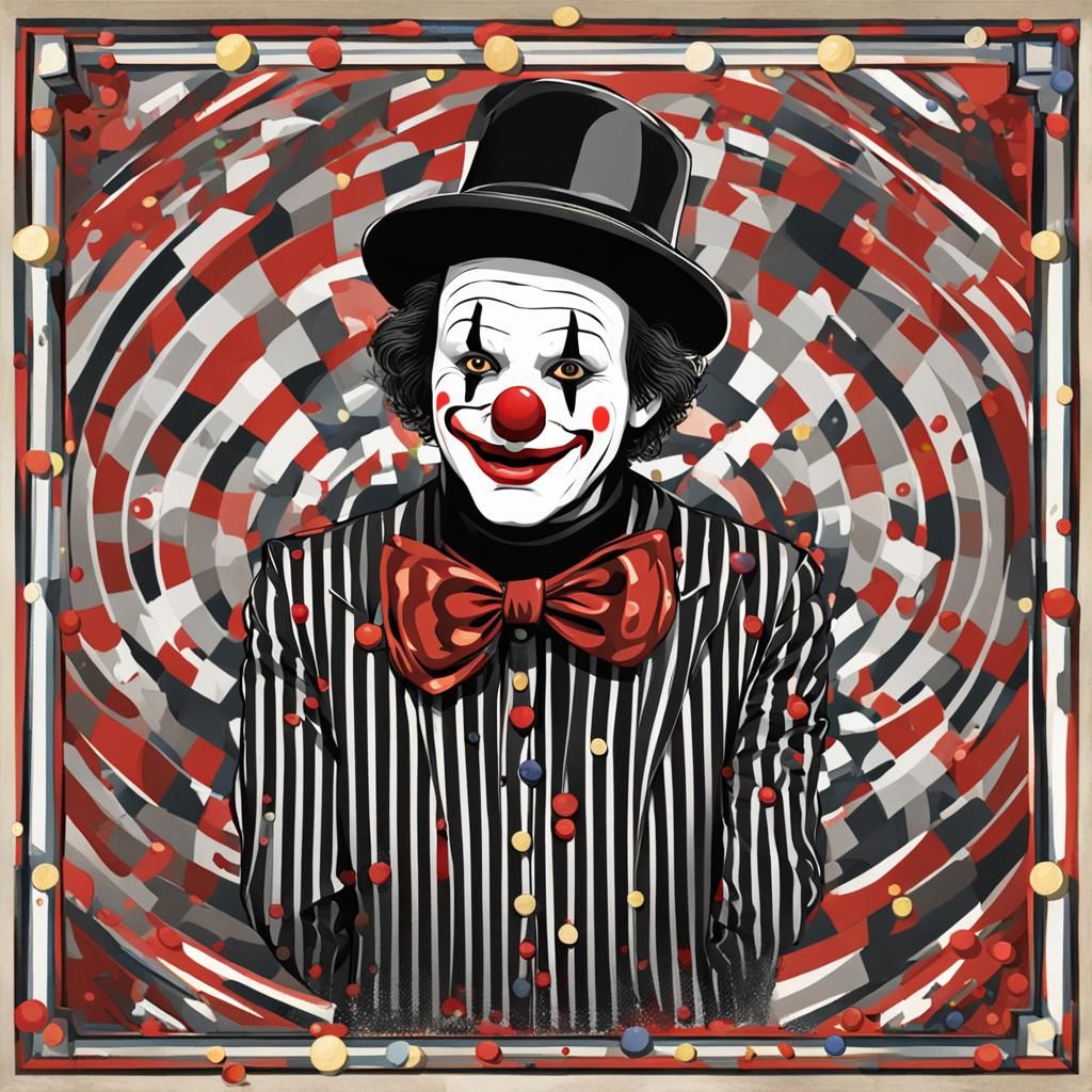 Sad Mime Clown in Digital Art Style
