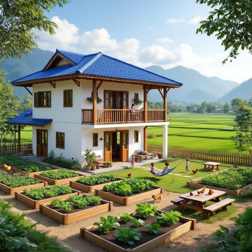 Cozy Countryside Home in Whimsical Rural Landscape