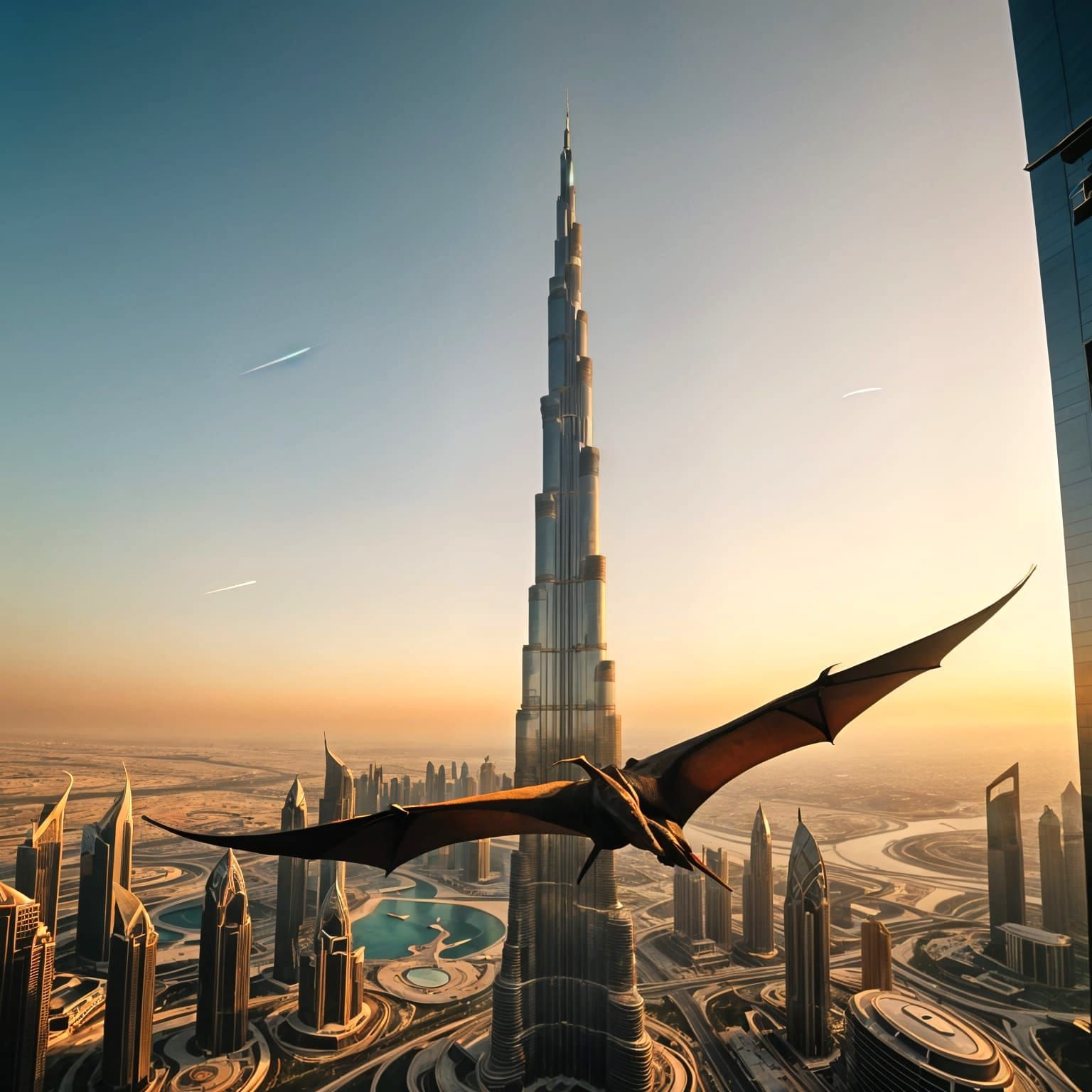 Pteranodon Silhouette Over Dubai: 35mm Slide Film