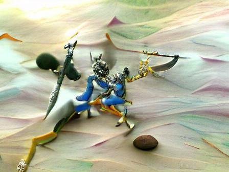 Krishna and Arjuna in Epic Battle Scene