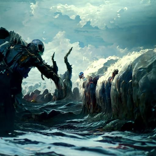 Horrific Ocean in Gustave Doré Style