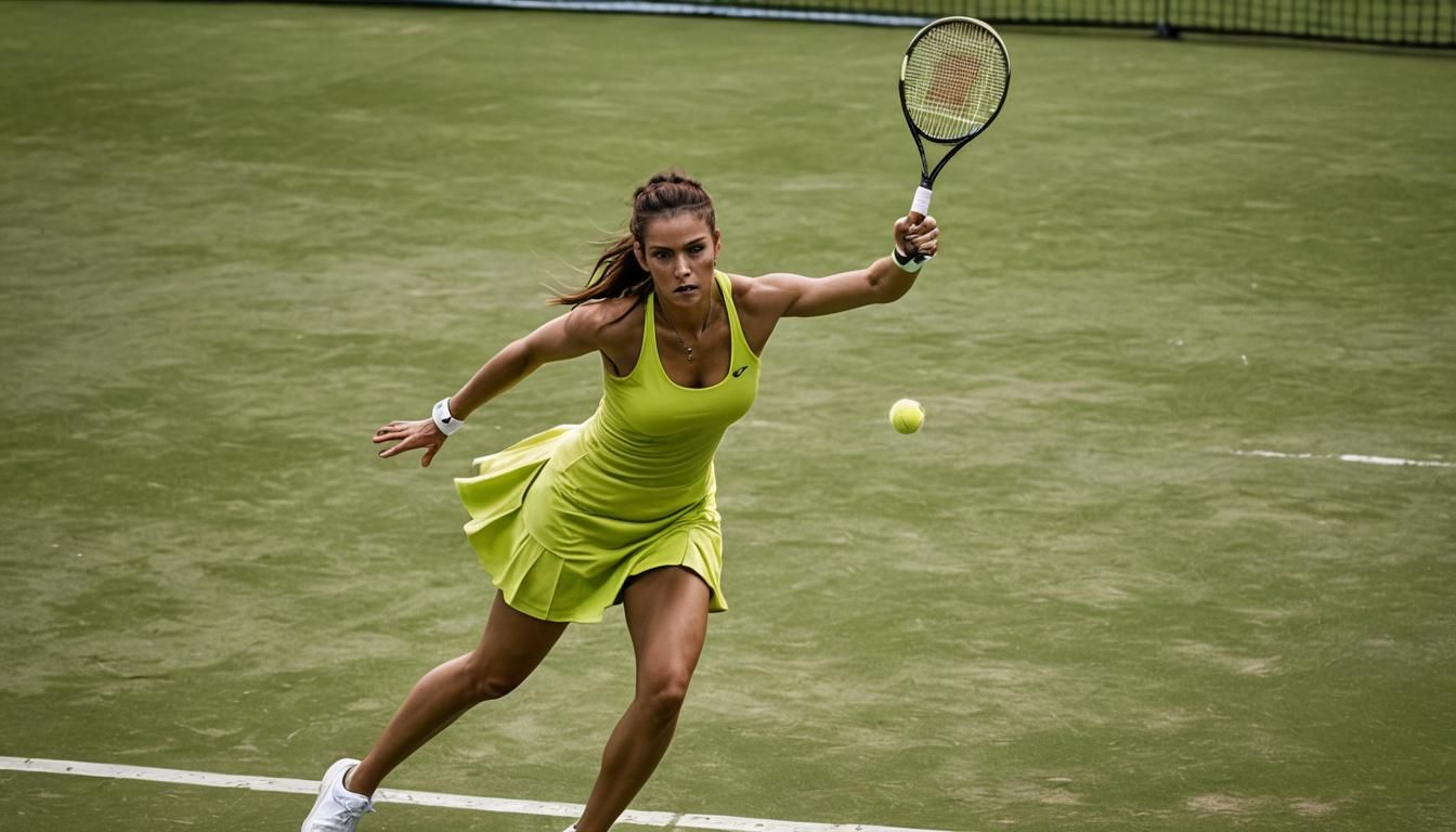 Dynamic Tennis Girl in Style of Luis Royo