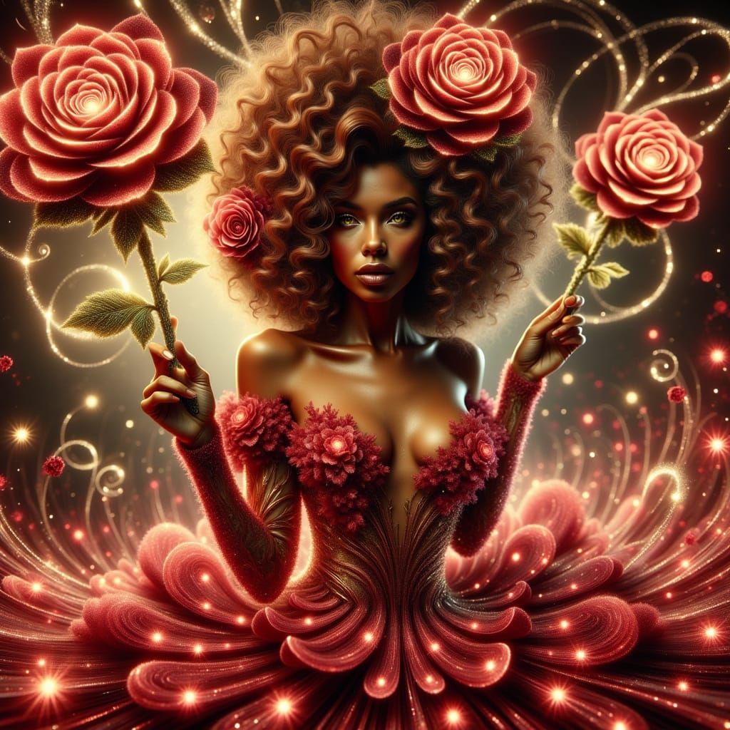 Sultry Afro-Mexican Warrior in Bold Pulp Comic Style