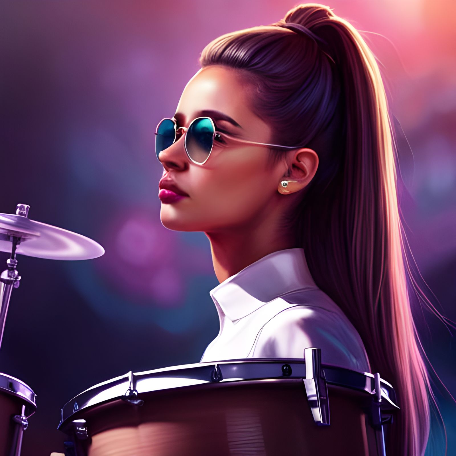 Ariana Grande Plays Drums: Hyperrealistic 3D Rendering