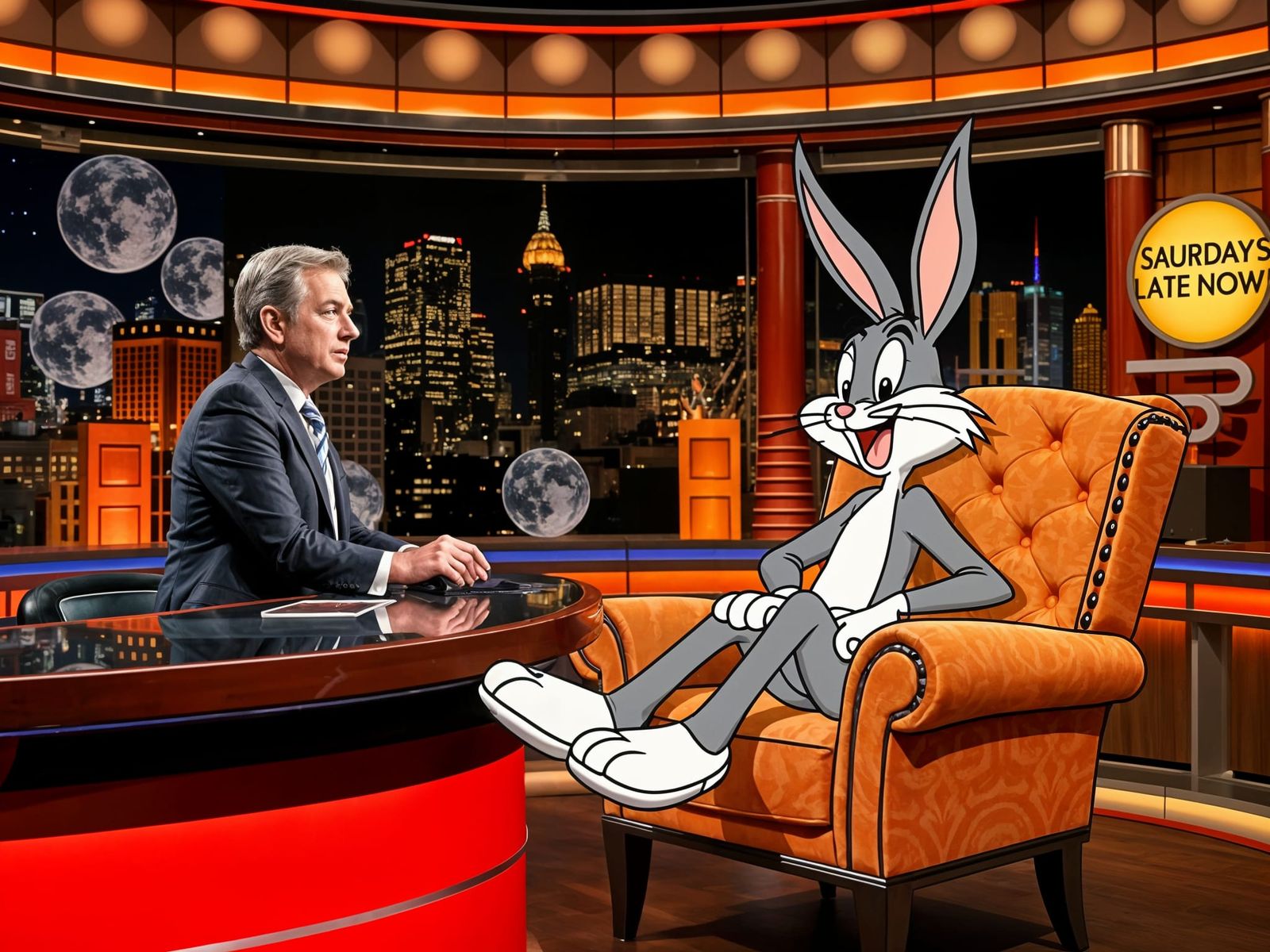 Bugs Bunny Interview on Late Night Show: Mixed Style