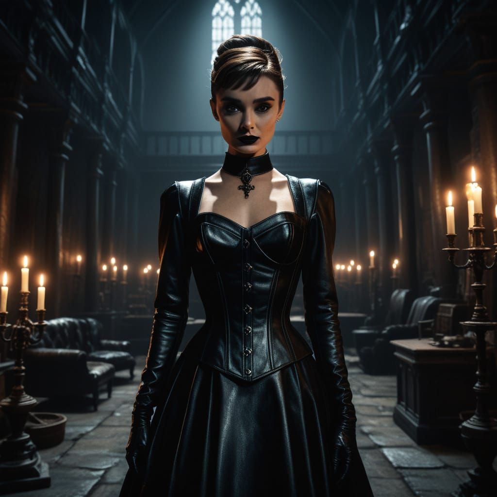 Gothic Dominatrix in Dark Academia Lair