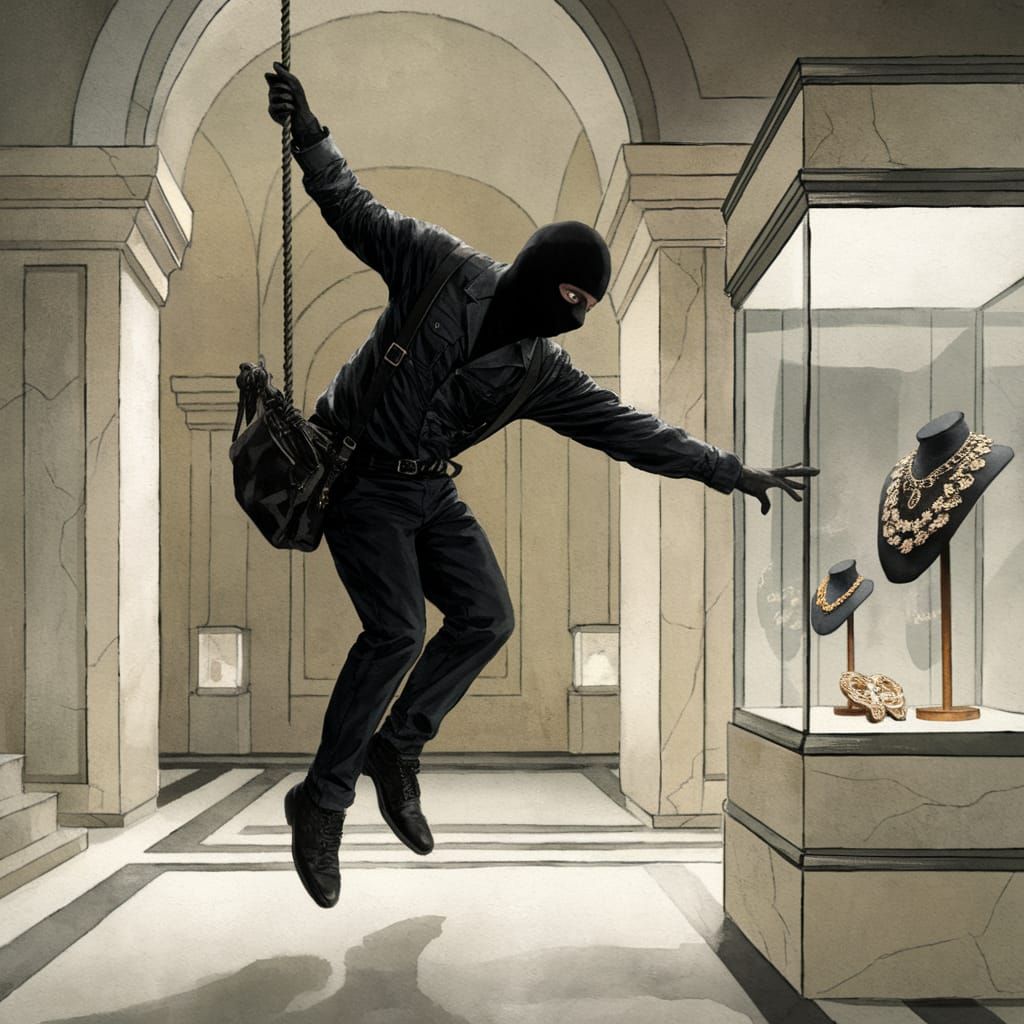 Stealthy Burglar Hovers Above Museum Display
