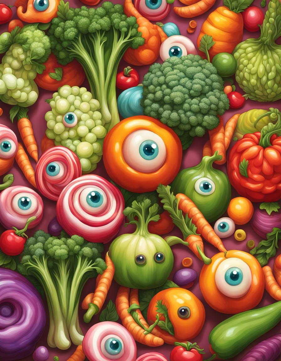 Whimsical Vegetables Living in a Candy Art World