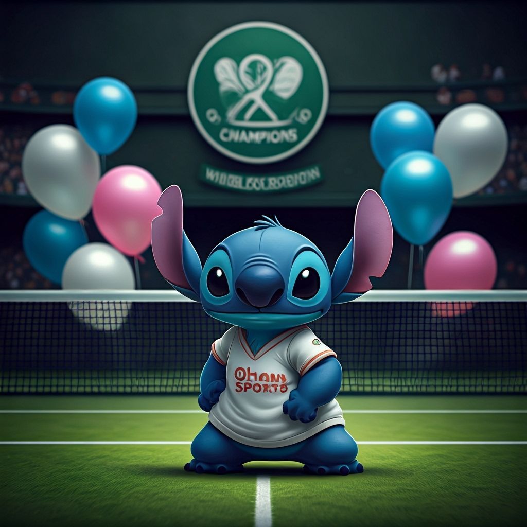 Stitch on Wimbledon Court in Whimsical Concept Art