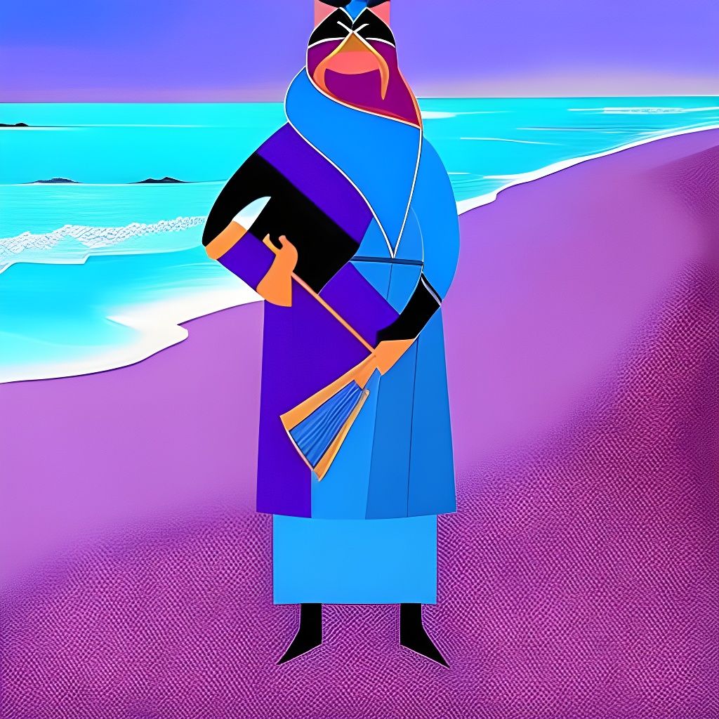 Romantic Beach Scene in Expressionist Manner