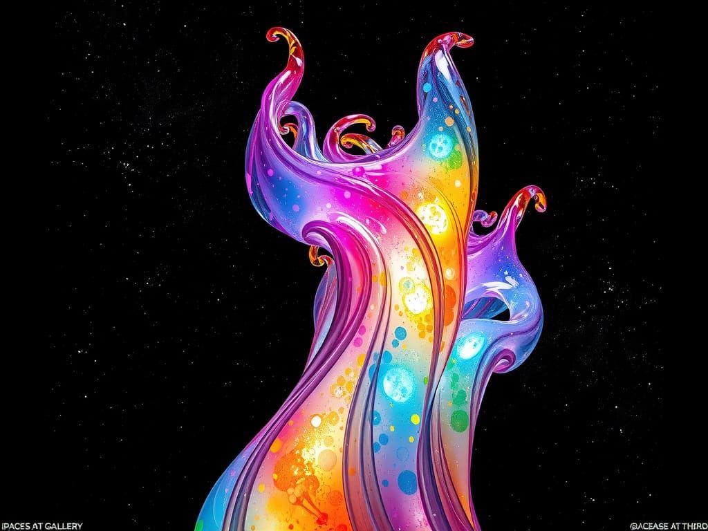 Glossy Glass Nebula Sculpture Ascending into Cosmos