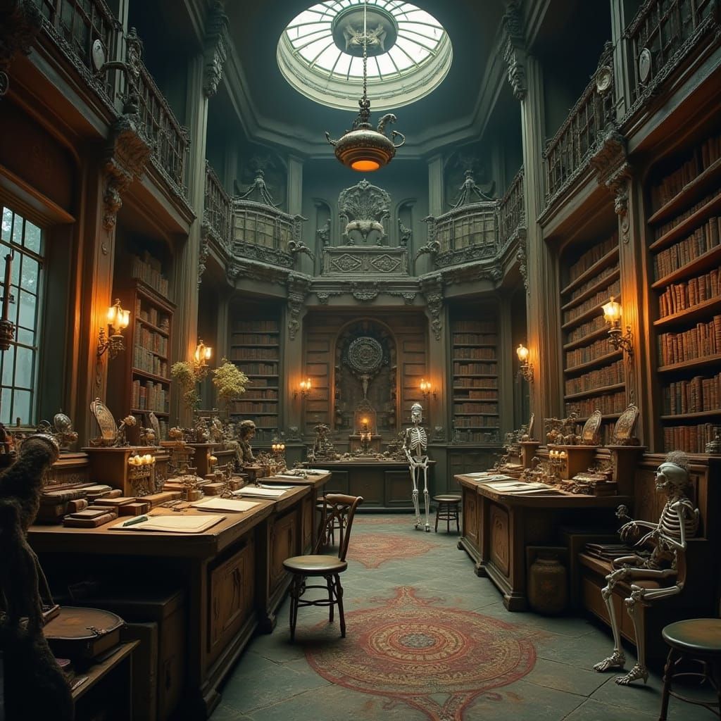 Steampunk Necromancy Lab in Giger Style