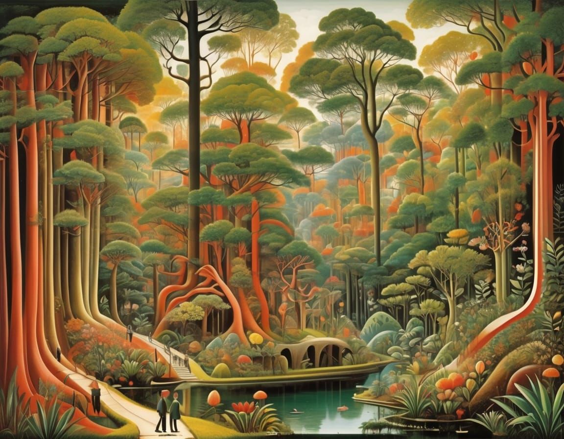 Surreal Primitivist Dreamscape Beneath Petrified Eucalyptus