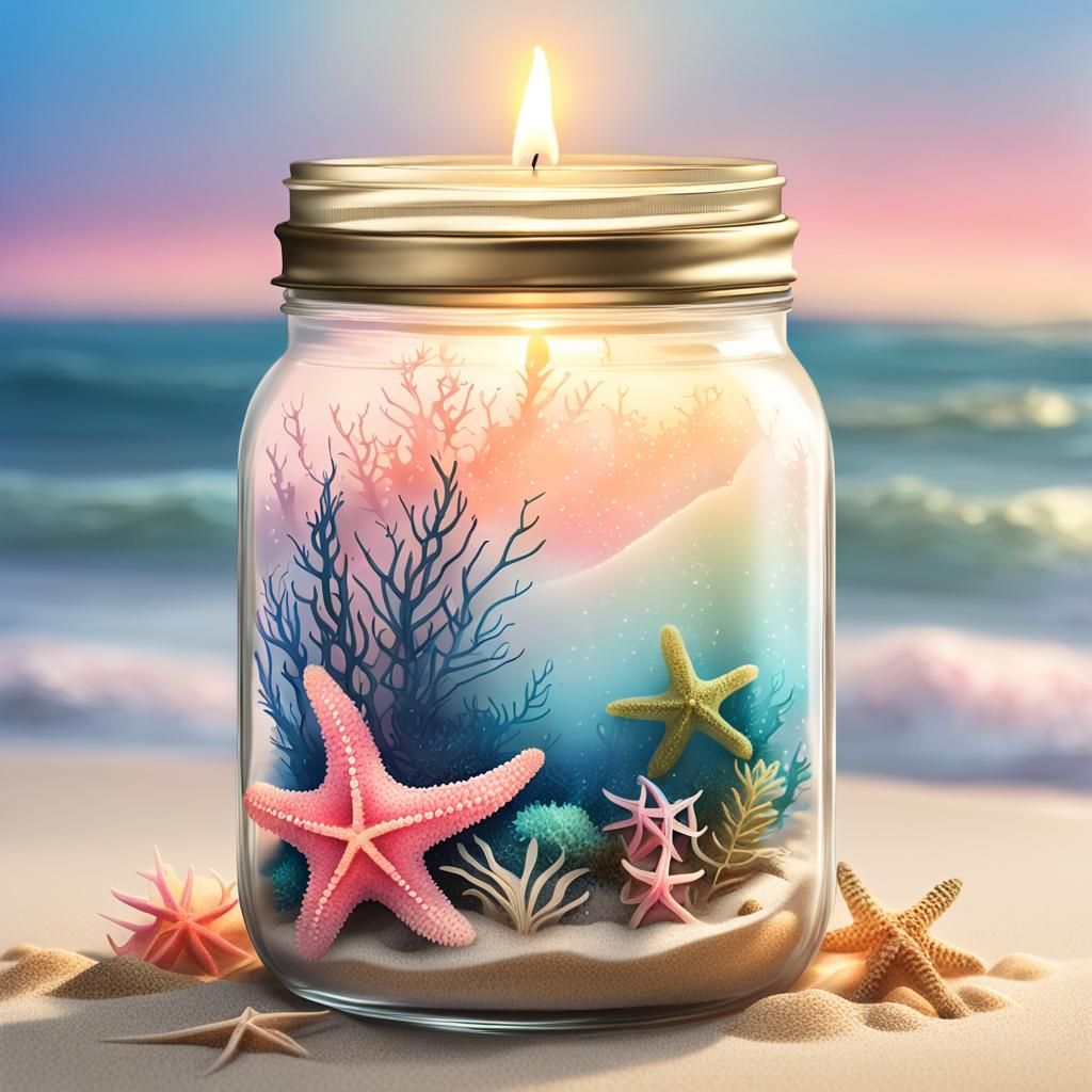 Candle in Jar with Starfish: Fantasy Concept Art