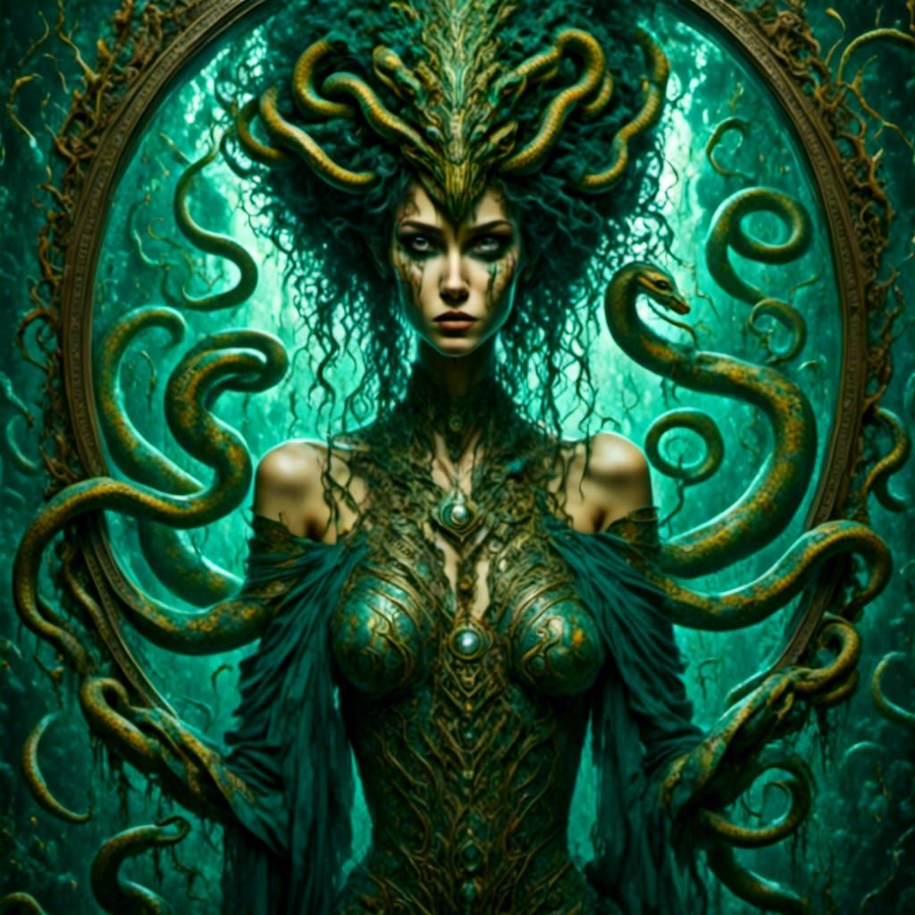 Slick and sly, the snake slithers up to a mirror; in its ref...