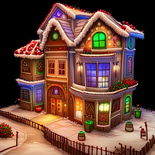 Brilliant Gingerbread House in Chalk Art Style