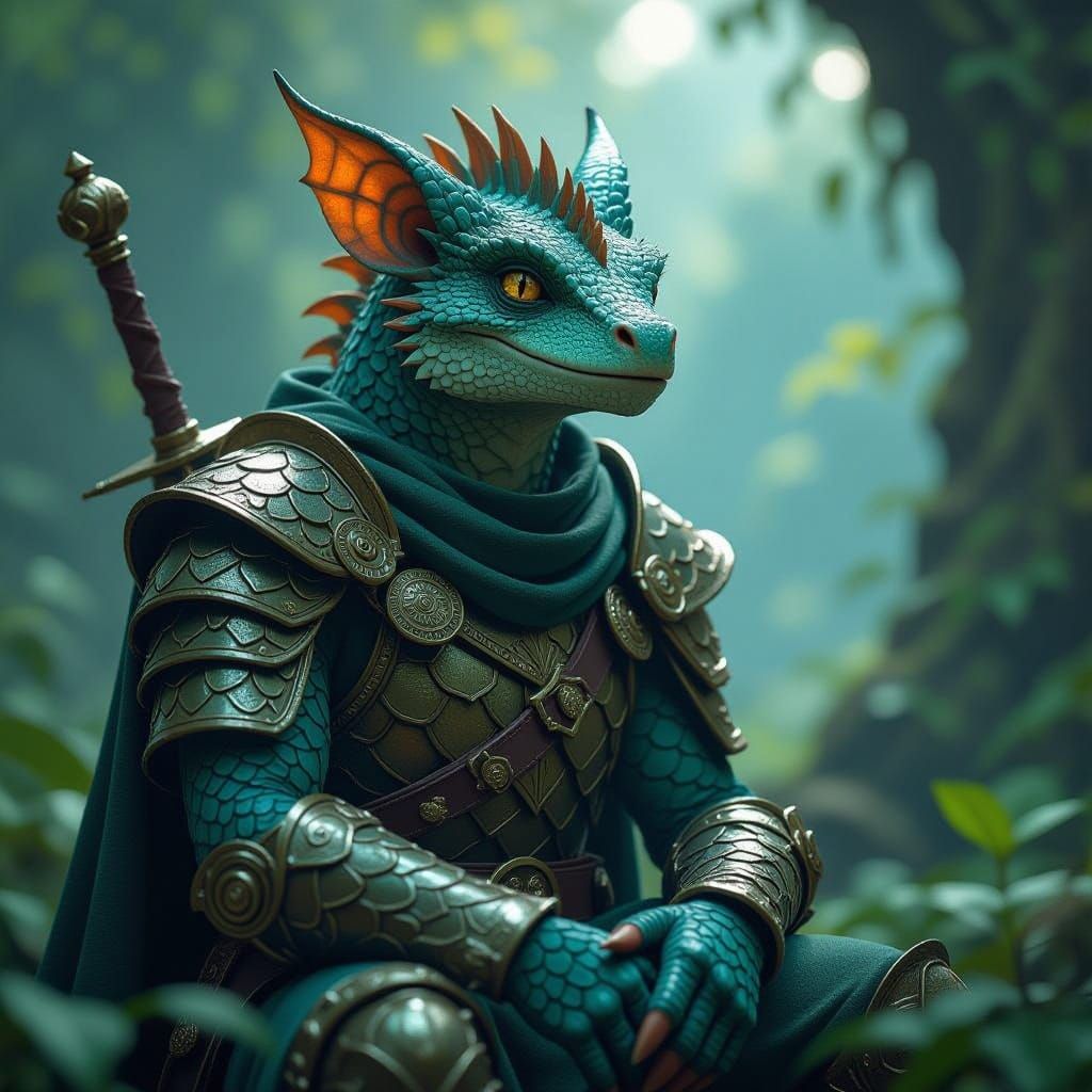 Fantasy Realm Guardian in Intricately Scaled Armor