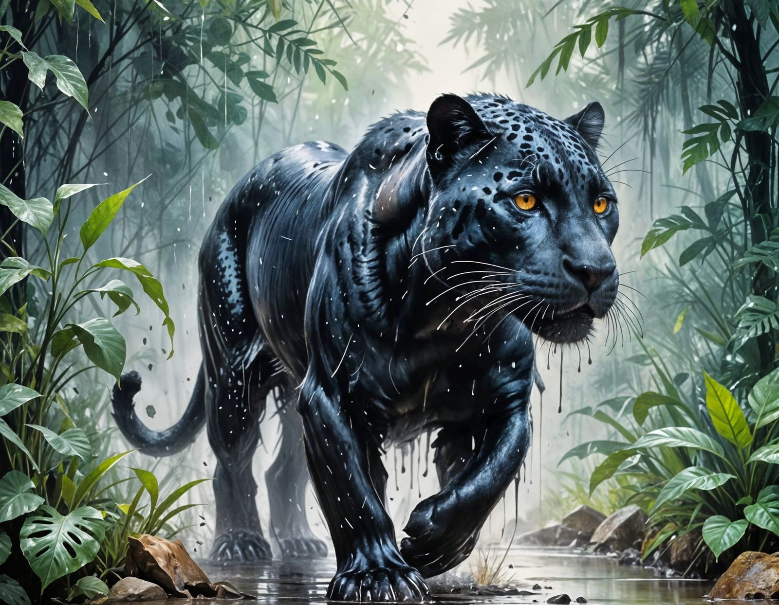 Ethereal Jaguar Emerges from Rainforest Mist
