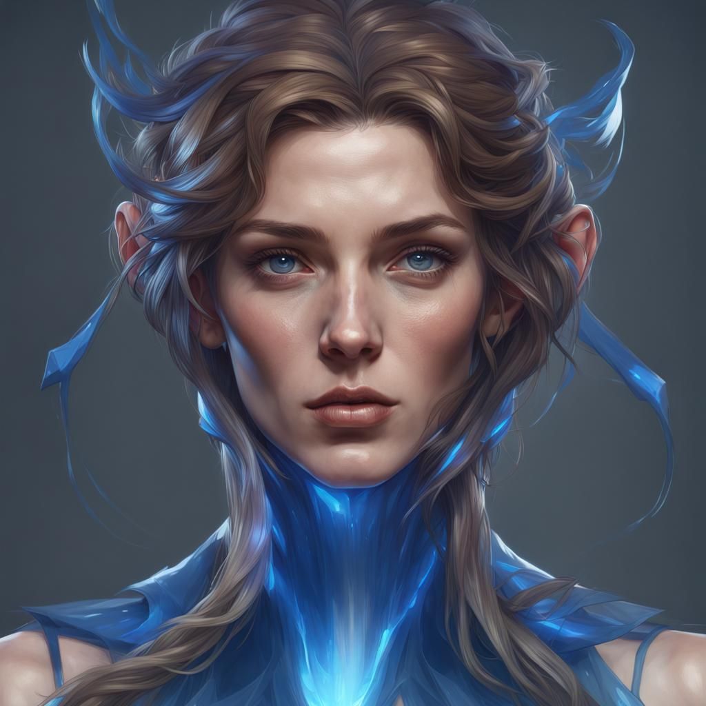 Blue Mobius Portrait in Art Nouveau Style