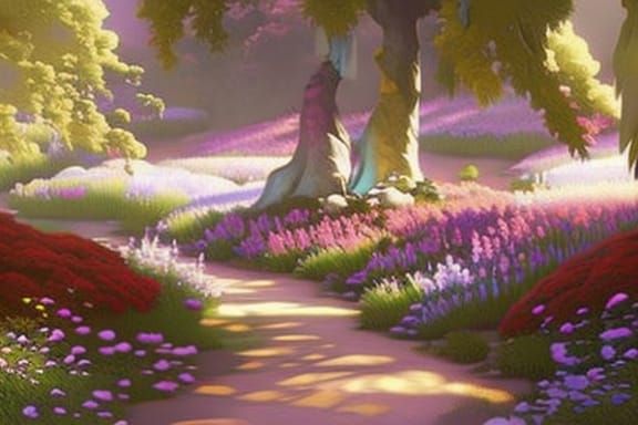 Beautiful Flower Garden with Peaceful Pathway -2434
