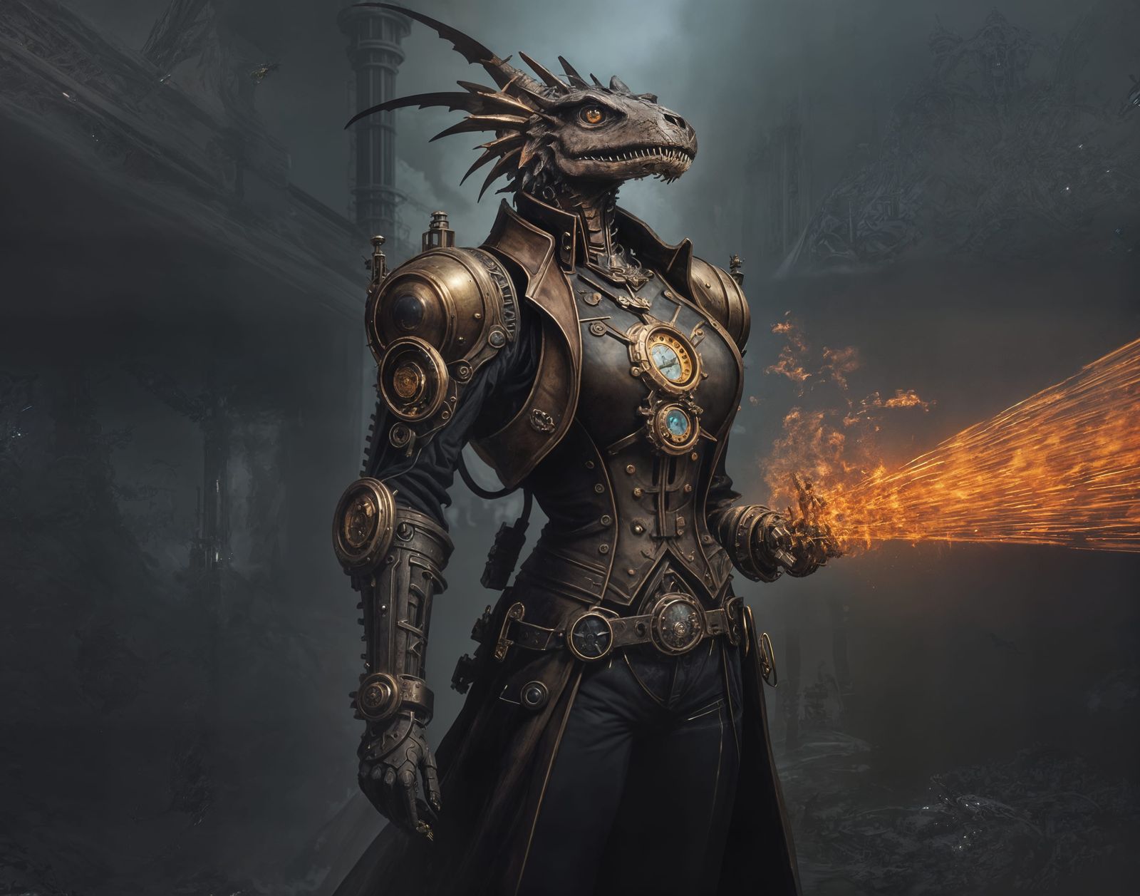 Clockwork Dragon Soars Above Victorian City