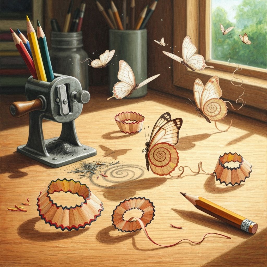 Pencil Shavings Transform Into Butterflies on Artist's Desk