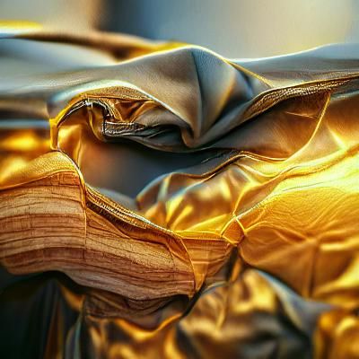 Golden Silk Layers: Hyperrealistic Digital Art