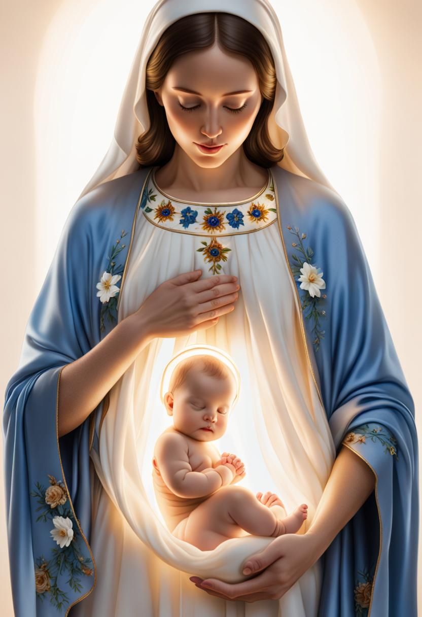 Mary, Mother of Jesus, in Silk Robes