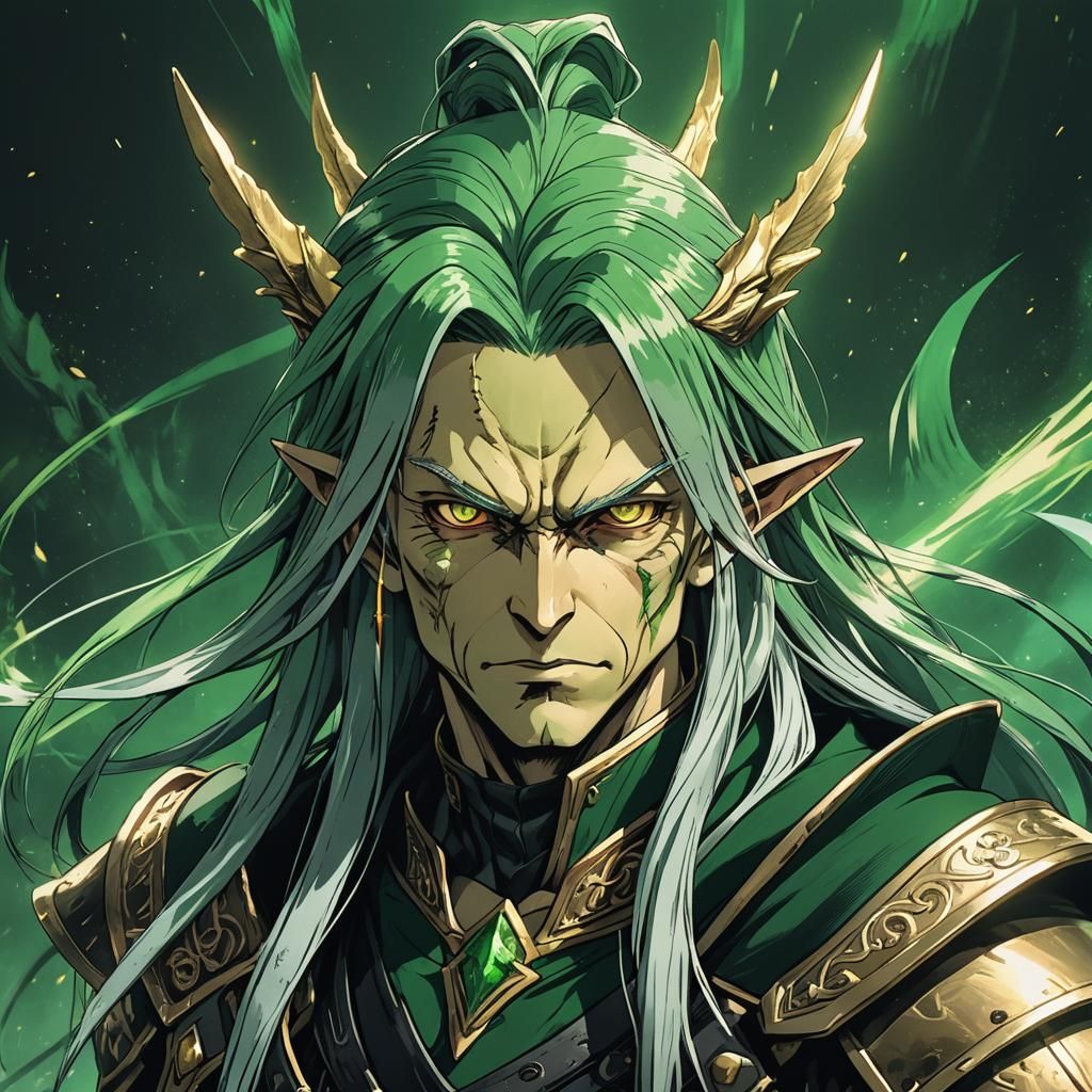 Goblin Leprechaun Hybrid in Anime Style Sephiroth Attire