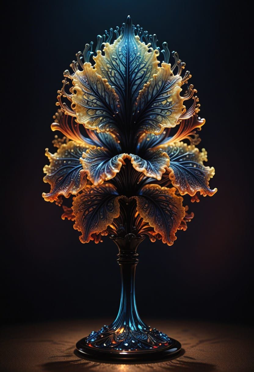 Ferrofluid Crystal Hibiscus with Rainbow Aura