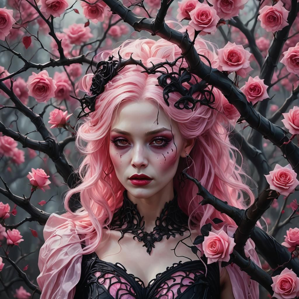 Luminous Pink Vampire Portrait in Fantasy Concept Art
