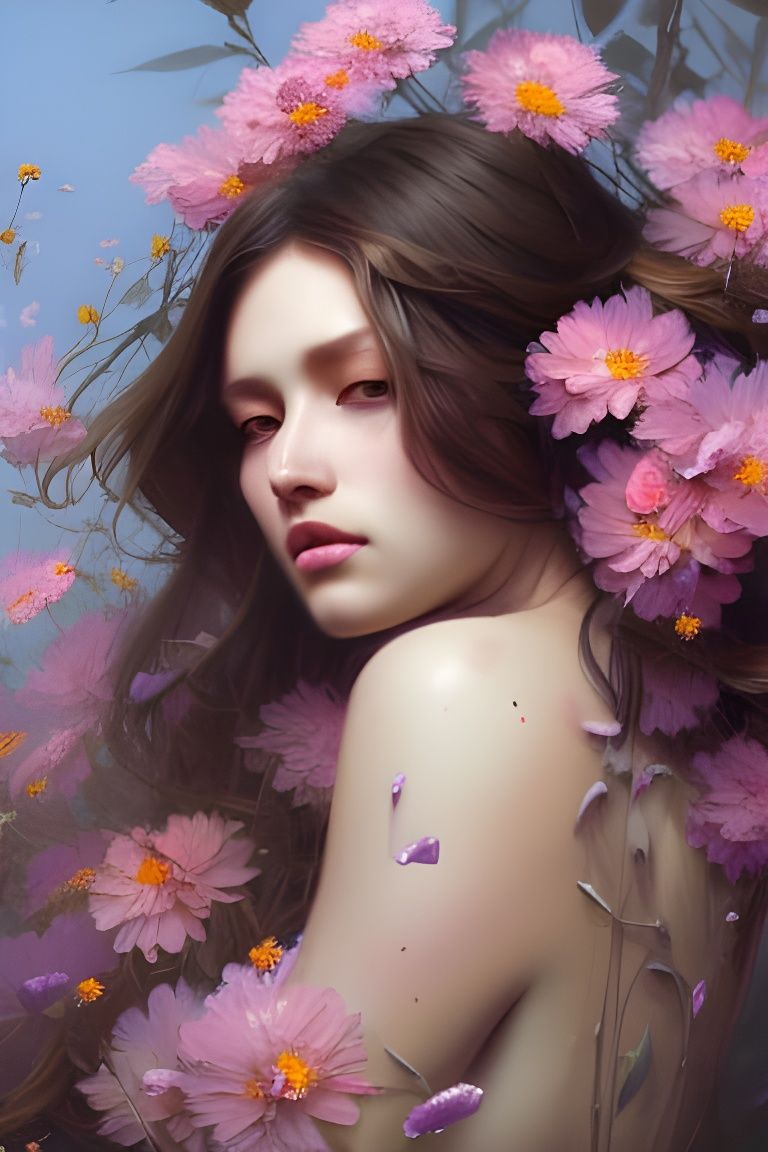 Woman in Flowers: Hyperdetailed Portrait in Unreal Engine