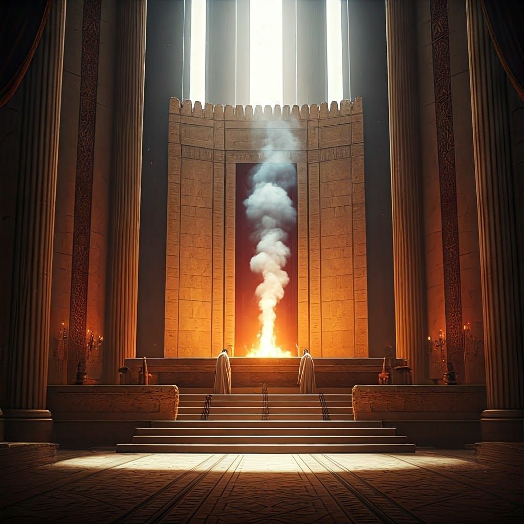 Sacred Mizbeach Altar in Beit HaMikdash Courtyard, Unhewn St...