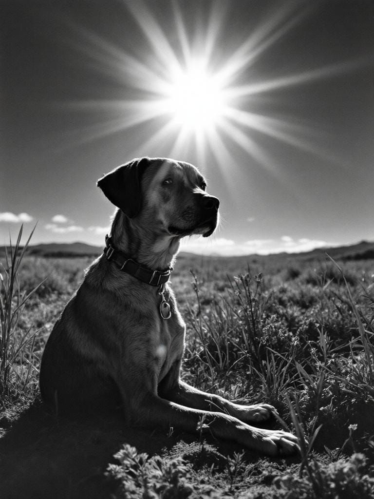 Dog in Sunlight: Documentary Style Image