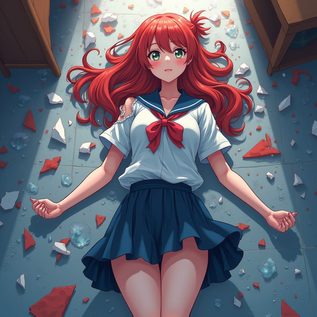 Anime Girl in Rage Coma: Digital Manga Art