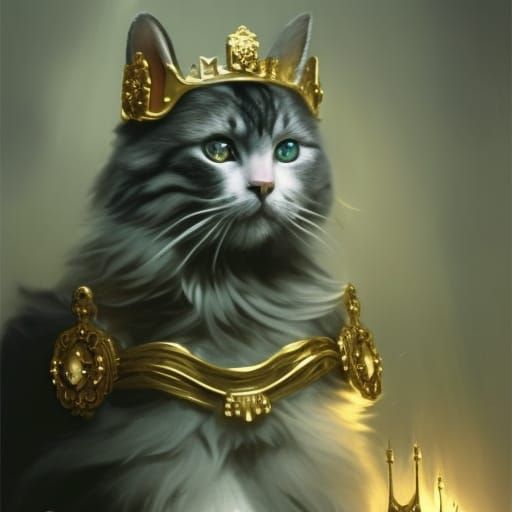 Crowned Cat in Dark Fantasy Art
