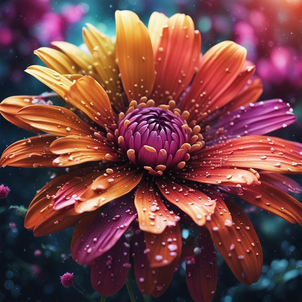 Colorful Flower Close-Up: Digital Matte Painting