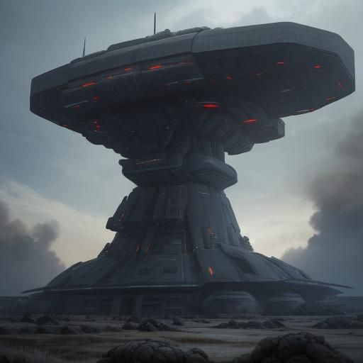 Futuristic Sci-Fi Military Fortress Ready for War